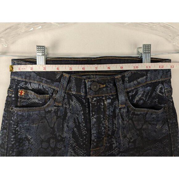Hudson Jeans Womens 24 Blue Snakeskin Print USA Made Super Skinny Nico Mid Rise - Picture 3 of 11